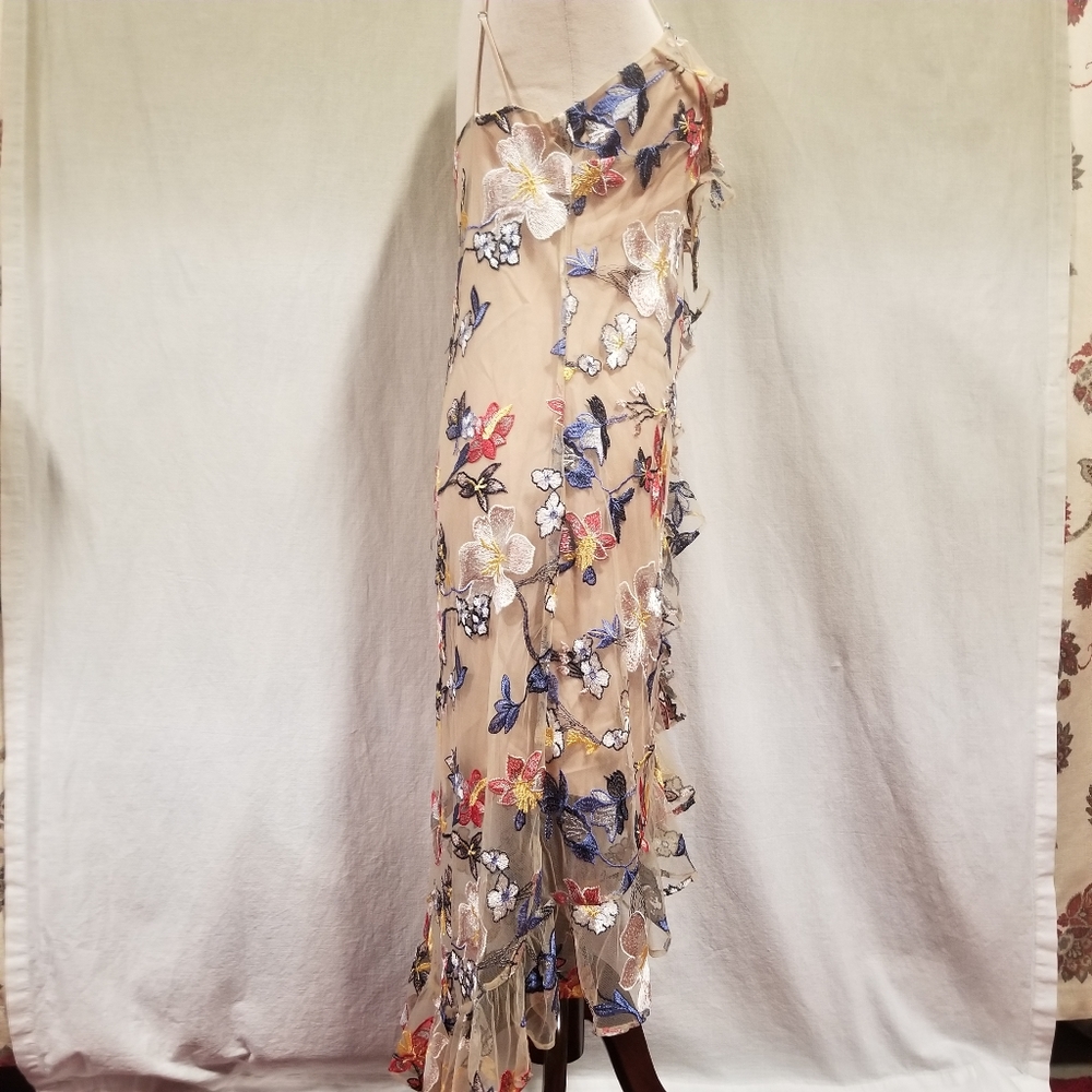 Devlin Embroidered floral V-neck dress - Picture 3 of 8